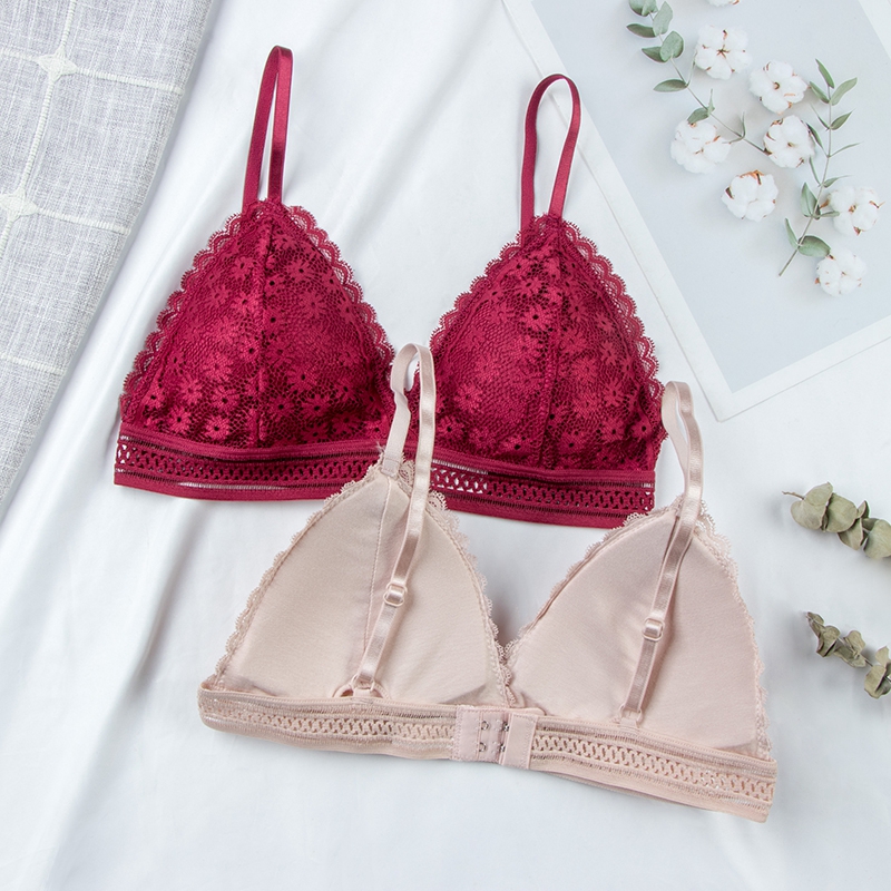 Bralette Triangle Set - Sexy Floral Lace Bra Top For