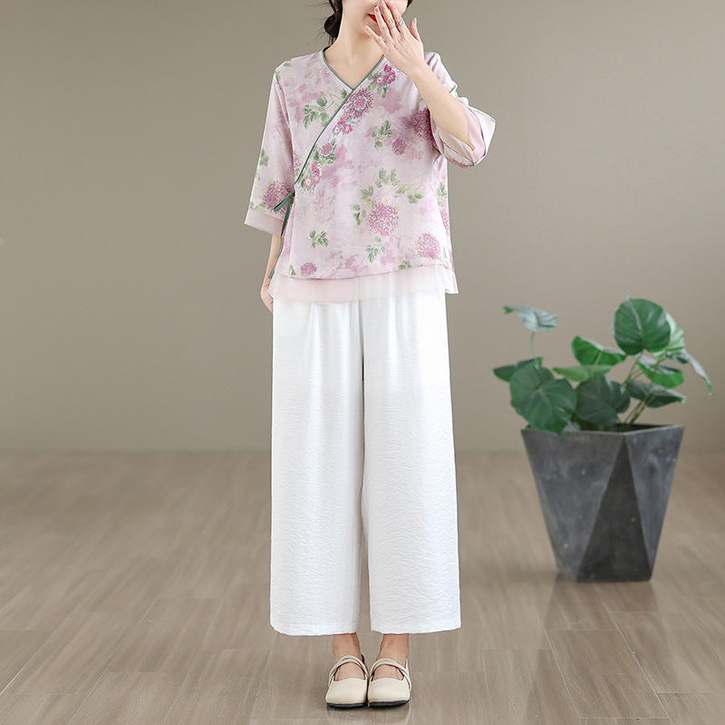 Elegant Cotton Linen Embroider - Linen Pant Wide 评论和价格
