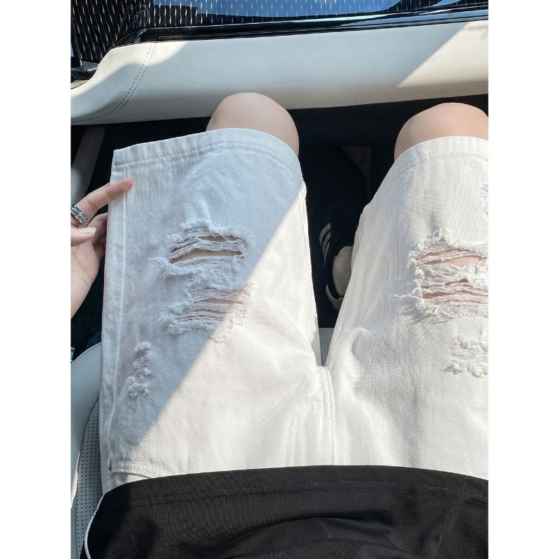 Mens Elastic Drawstring Waist  - Shorts Denim Frayed 评论和价格