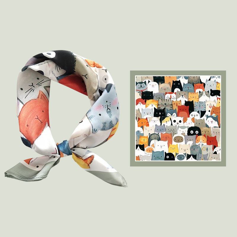 Women's Silk Cartoon Scarf Squ - Headband Summer Knit 评论和价格