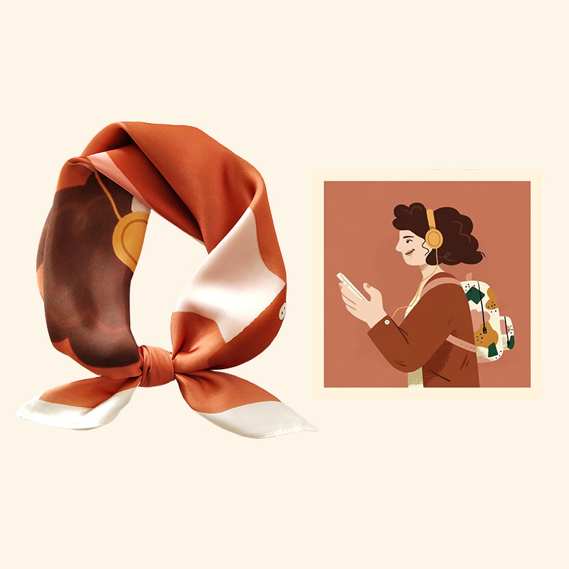 Women's Silk Cartoon Scarf Squ - Headband Summer Knit 评论和价格