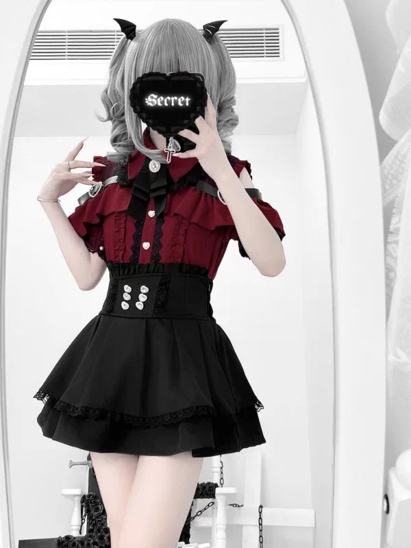 Gothic Style Shoulder Bared Sh - Blouse Off Shoulder 评论和价格